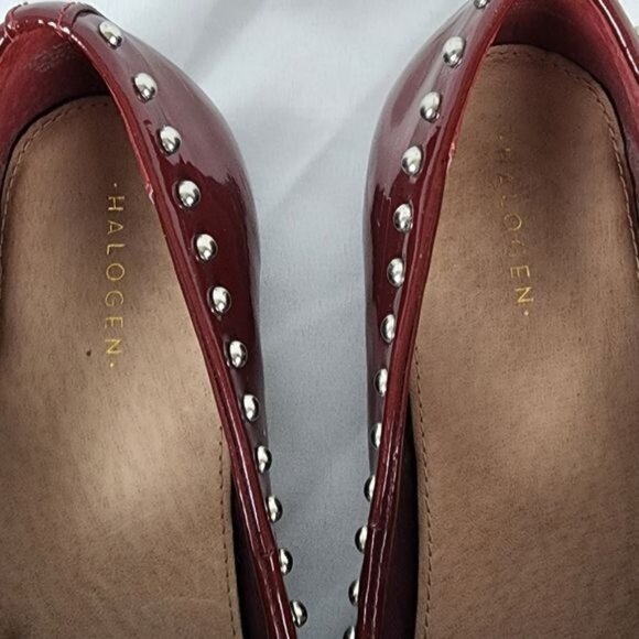 Halogen Kaylee Studded Genuine Leather Slip On Burgundy Loafers Women's Size 6 M - Picture 13 of 14